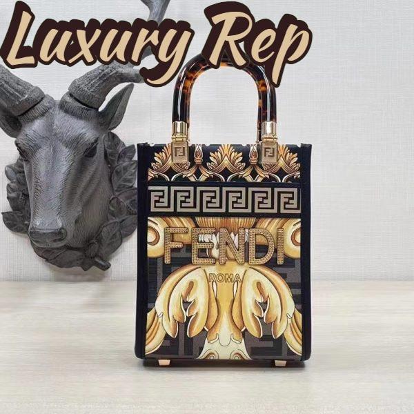 Replica Fendi Women Mini Sunshine Shopper Fendace Printed FF Leather Mini Bag 3