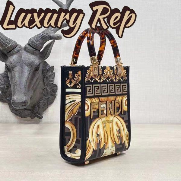 Replica Fendi Women Mini Sunshine Shopper Fendace Printed FF Leather Mini Bag 4