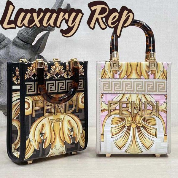Replica Fendi Women Mini Sunshine Shopper Fendace Printed FF Leather Mini Bag 10