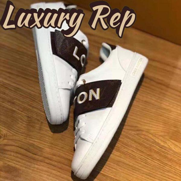Replica Louis Vuitton LV Women Frontrow Sneaker in White Calf Leather and Brown Rubber 5