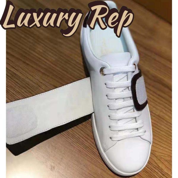 Replica Louis Vuitton LV Women Frontrow Sneaker in White Calf Leather and Brown Rubber 9