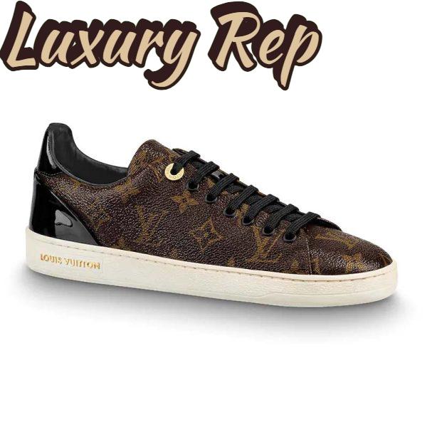 Replica Louis Vuitton LV Women Frontrow Sneaker in Patent Monogram Canvas-Brown