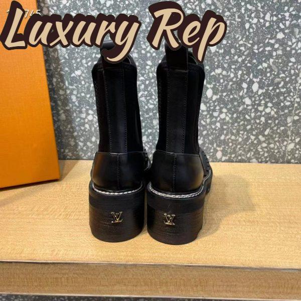 Replica Louis Vuitton Women Shoes LV Ruby Flat Ankle Boot Black Rubberized Calf Leather 6