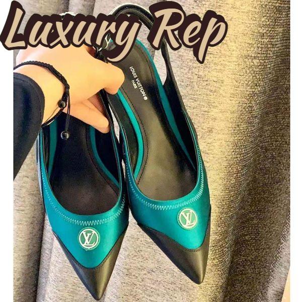 Replica Louis Vuitton Women Archlight Slingback Pump Green Technical Satin Calf Leather 7