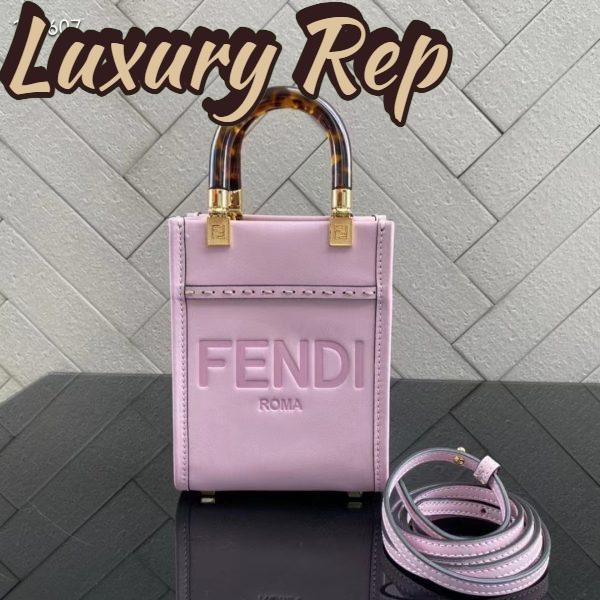 Replica Fendi Women Mini Sunshine Shopper Lilac Leather Mini Bag 3