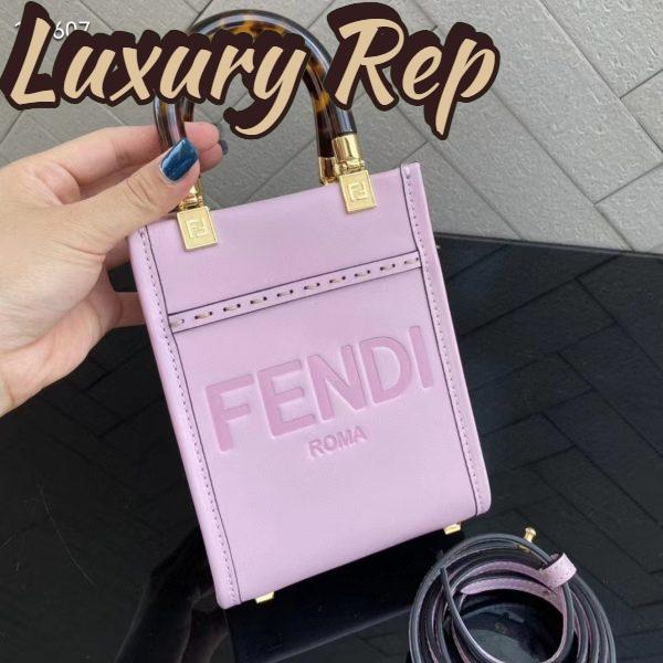 Replica Fendi Women Mini Sunshine Shopper Lilac Leather Mini Bag 4