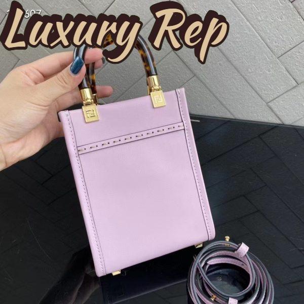Replica Fendi Women Mini Sunshine Shopper Lilac Leather Mini Bag 5