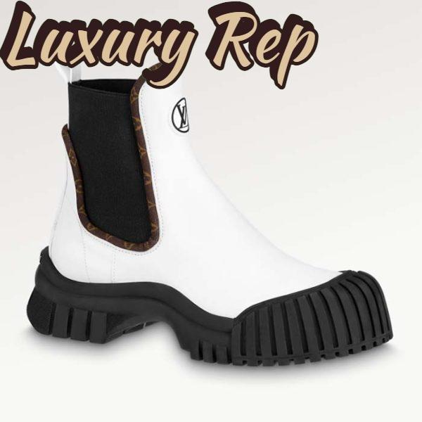 Replica Louis Vuitton Women LV Ruby Flat Ranger Boot White Calf Leather Rubber Outsole
