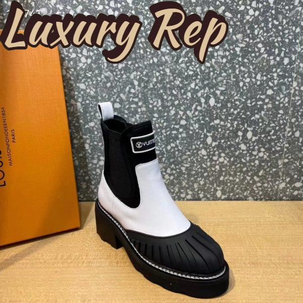 Replica Louis Vuitton Women LV Ruby Flat Ranger Boot White Calf Leather Rubber Outsole 2