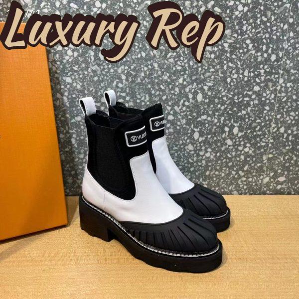 Replica Louis Vuitton Women LV Ruby Flat Ranger Boot White Calf Leather Rubber Outsole 3