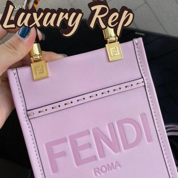 Replica Fendi Women Mini Sunshine Shopper Lilac Leather Mini Bag 8