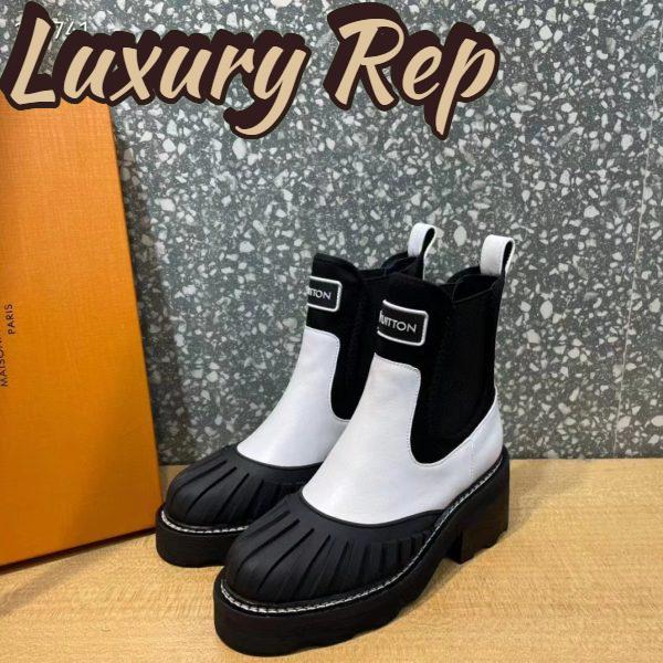 Replica Louis Vuitton Women LV Ruby Flat Ranger Boot White Calf Leather Rubber Outsole 5