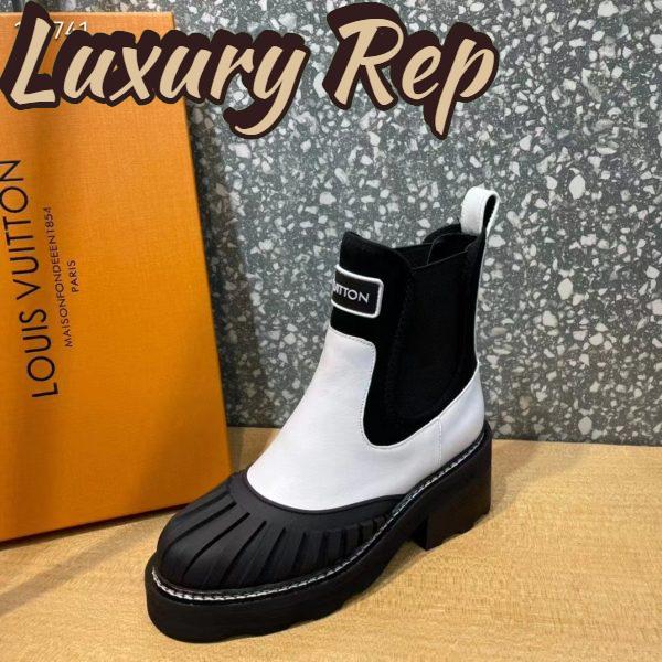 Replica Louis Vuitton Women LV Ruby Flat Ranger Boot White Calf Leather Rubber Outsole 6