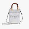 Replica Fendi Women Mini Sunshine Shopper Silver Laminated Leather Shopper