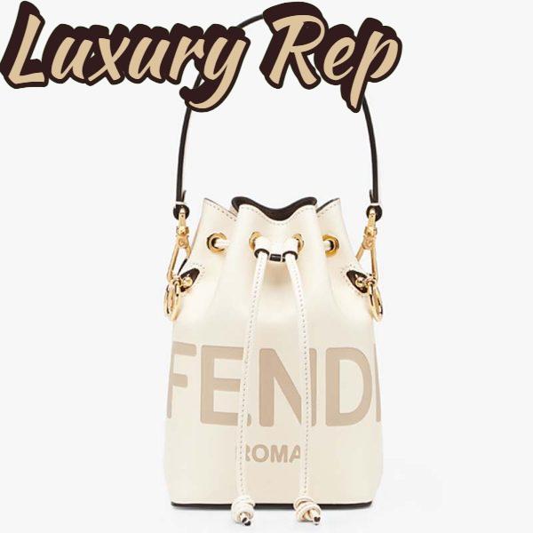 Replica Fendi Women Mon Tresor Bucket Bag White Leather Mini-Bag