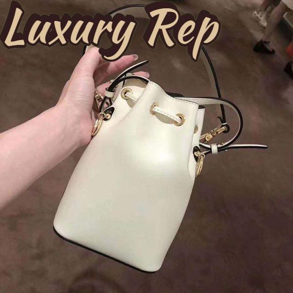 Replica Fendi Women Mon Tresor Bucket Bag White Leather Mini-Bag 4