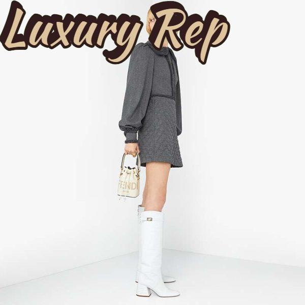 Replica Fendi Women Mon Tresor Bucket Bag White Leather Mini-Bag 5