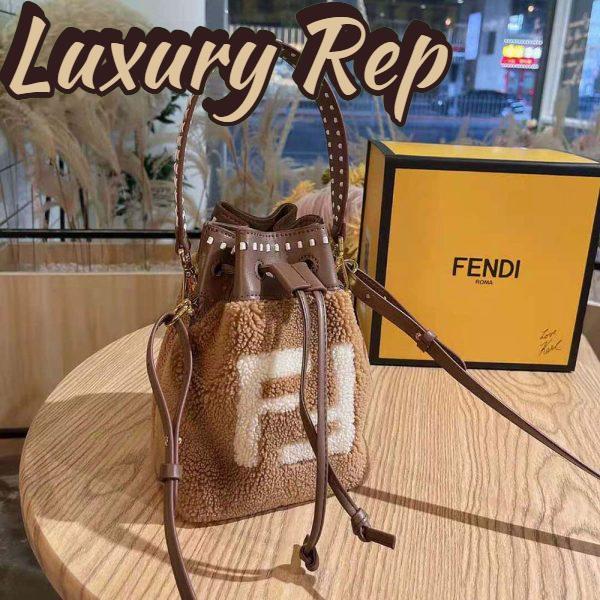 Replica Fendi Women Mon Tresor Mini-Bag in Brown Sheepskin 4