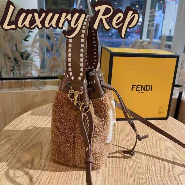 Replica Fendi Women Mon Tresor Mini-Bag in Brown Sheepskin 6