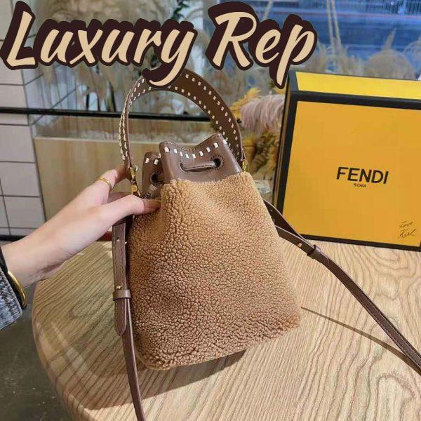 Replica Fendi Women Mon Tresor Mini-Bag in Brown Sheepskin 7