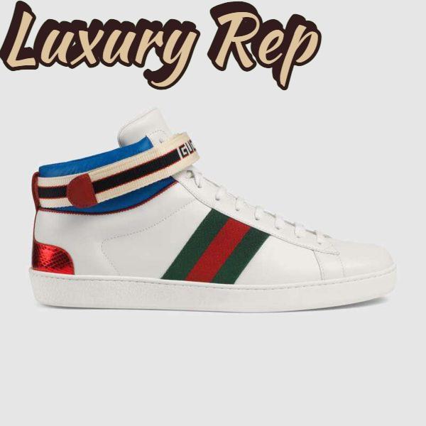 Replica Gucci Unisex Ace Gucci Stripe High-Top Sneaker in 5.1 cm Height-White