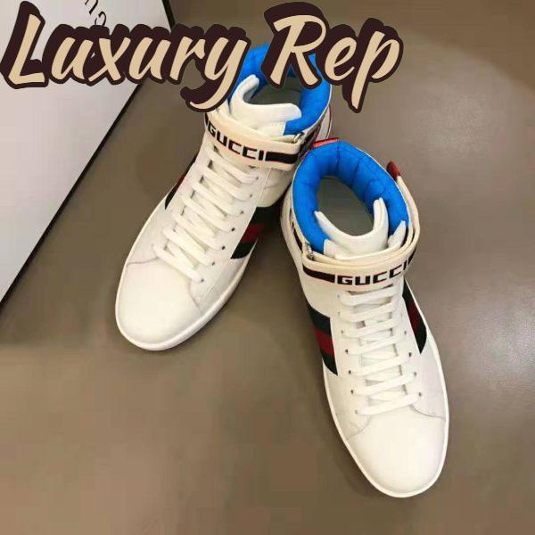 Replica Gucci Unisex Ace Gucci Stripe High-Top Sneaker in 5.1 cm Height-White 3