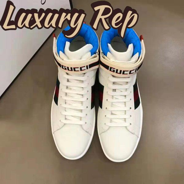 Replica Gucci Unisex Ace Gucci Stripe High-Top Sneaker in 5.1 cm Height-White 4
