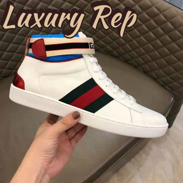 Replica Gucci Unisex Ace Gucci Stripe High-Top Sneaker in 5.1 cm Height-White 6