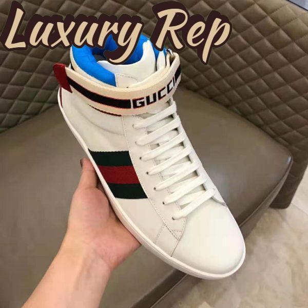 Replica Gucci Unisex Ace Gucci Stripe High-Top Sneaker in 5.1 cm Height-White 7