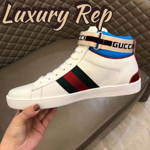 Replica Gucci Unisex Ace Gucci Stripe High-Top Sneaker in 5.1 cm Height-White 8