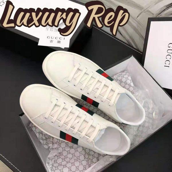Replica Gucci Unisex Ace Leather Sneaker White Leather with Green Crocodile Detail 2