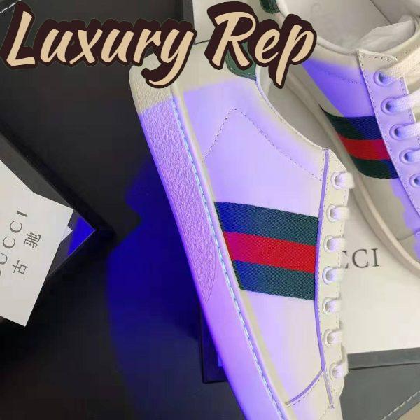 Replica Gucci Unisex Ace Leather Sneaker White Leather with Green Crocodile Detail 3