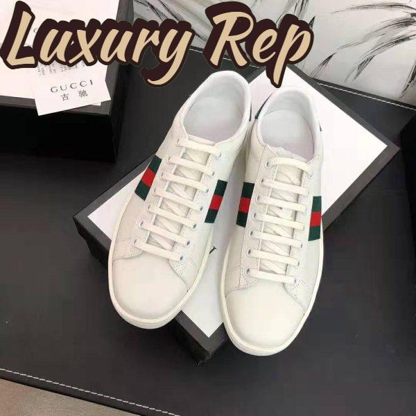 Replica Gucci Unisex Ace Leather Sneaker White Leather with Green Crocodile Detail 5