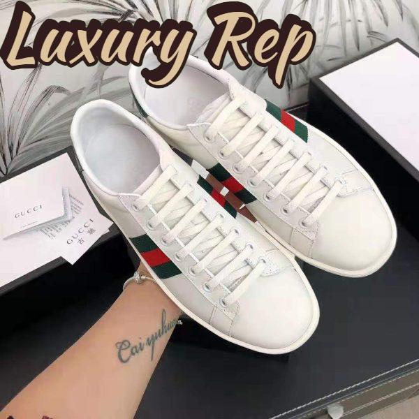 Replica Gucci Unisex Ace Leather Sneaker White Leather with Green Crocodile Detail 6
