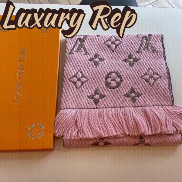 Replica Louis Vuitton LV Women Logomania Scarf Ecru White Allover Monogram Pattern 4