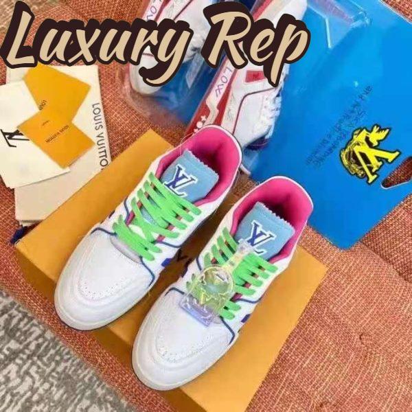 Replica Louis Vuitton LV Unisex LV Trainer Sneaker Turquoise Calf Leather Rubber Outsole 3
