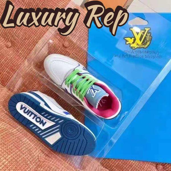 Replica Louis Vuitton LV Unisex LV Trainer Sneaker Turquoise Calf Leather Rubber Outsole 6