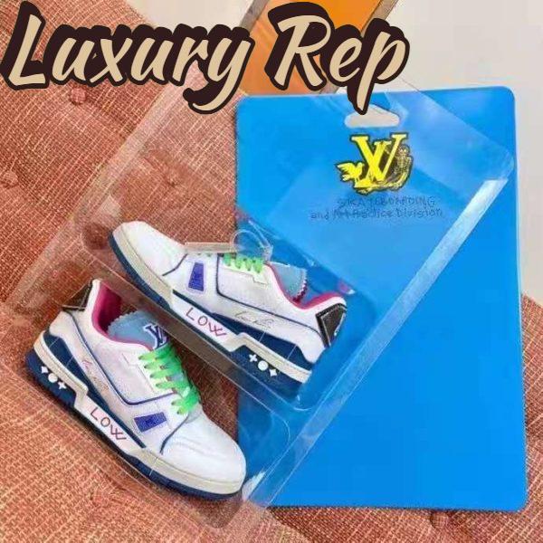 Replica Louis Vuitton LV Unisex LV Trainer Sneaker Turquoise Calf Leather Rubber Outsole 7