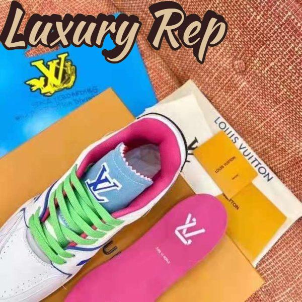 Replica Louis Vuitton LV Unisex LV Trainer Sneaker Turquoise Calf Leather Rubber Outsole 9