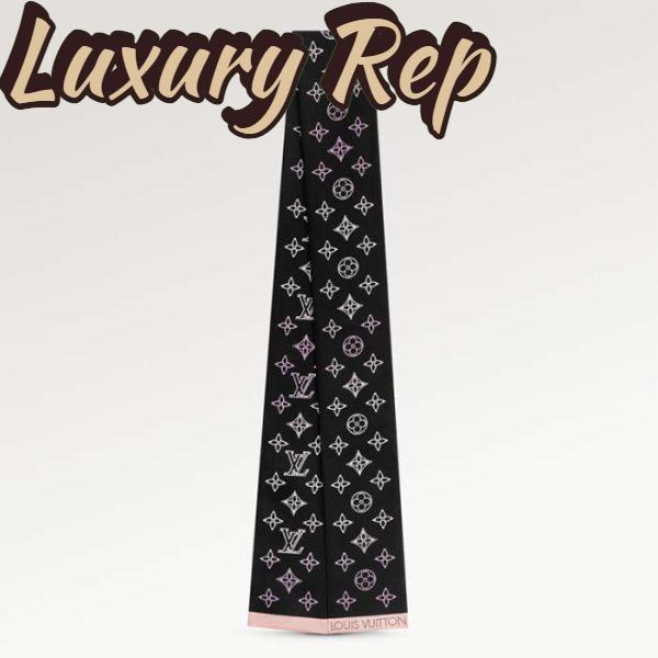 Replica Louis Vuitton Women LV Mahina Flight Mode Classic Bandeau Black Silk Inkjet Monogram