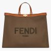 Replica Fendi Women Shopper Bag Blue Glazed Fabric Canvas FF Bag 14
