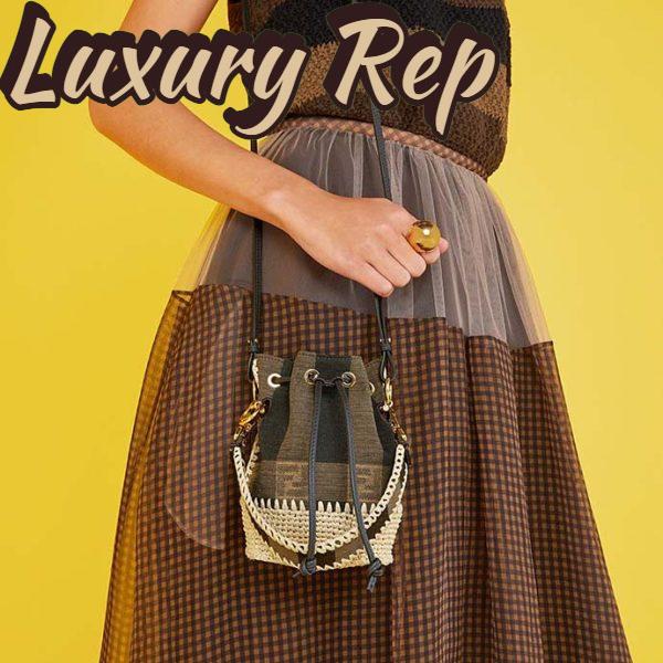 Replica Fendi Women Small Mon Tresor Bucket Brown Fabric Mini-Bag 9