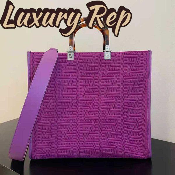 Replica Fendi Women Sunshine Medium FF Fabric Shopper-Purple 3