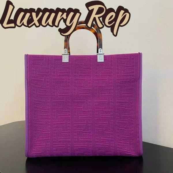 Replica Fendi Women Sunshine Medium FF Fabric Shopper-Purple 4