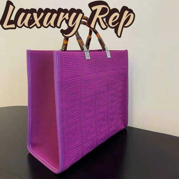 Replica Fendi Women Sunshine Medium FF Fabric Shopper-Purple 5