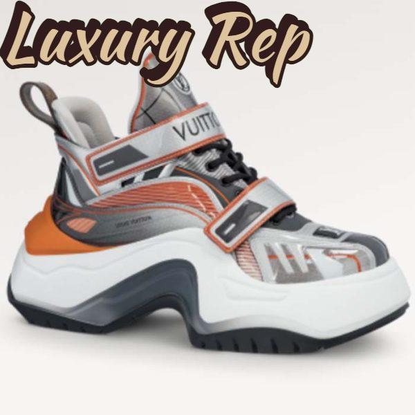 Replica Louis Vuitton Women LV Archlight 2.0 Platform Sneaker Orange Silver 5 Cm Heel