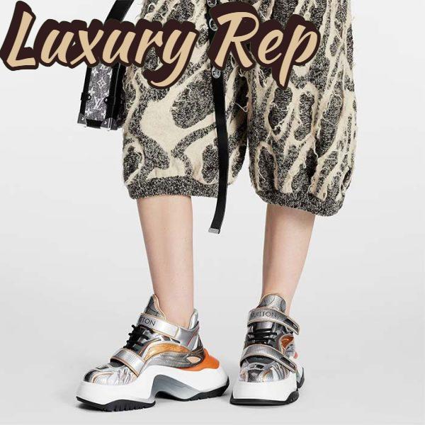 Replica Louis Vuitton Women LV Archlight 2.0 Platform Sneaker Orange Silver 5 Cm Heel 14