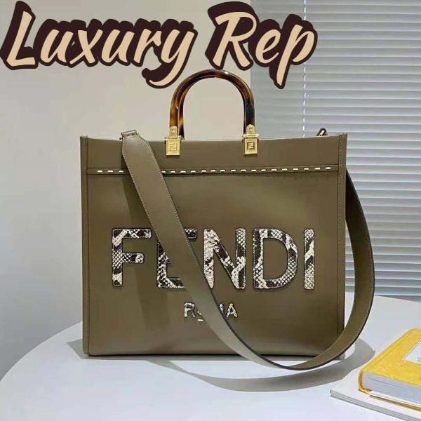 Replica Fendi Women Sunshine Medium Gray Leather and Elaphe Shopper 3