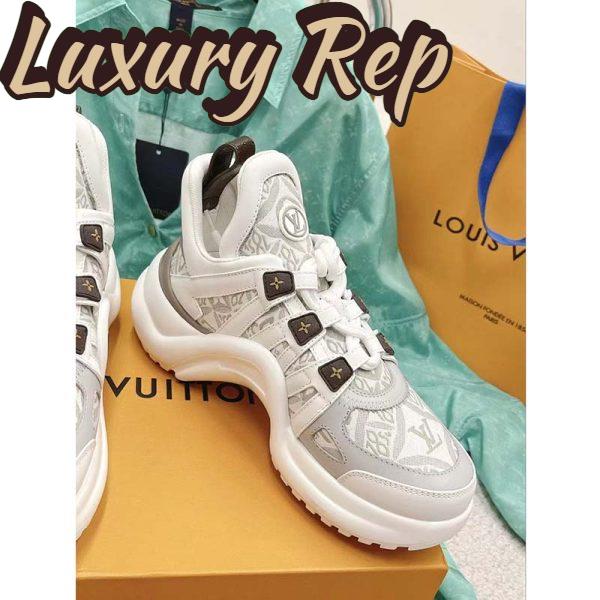 Replica Louis Vuitton Women LV Archlight Sneaker Beige Jacquard Textile Oversized Rubber 3