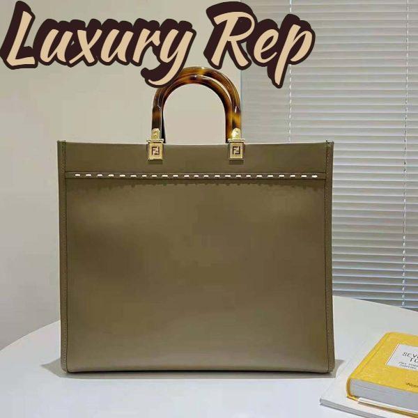 Replica Fendi Women Sunshine Medium Gray Leather and Elaphe Shopper 4